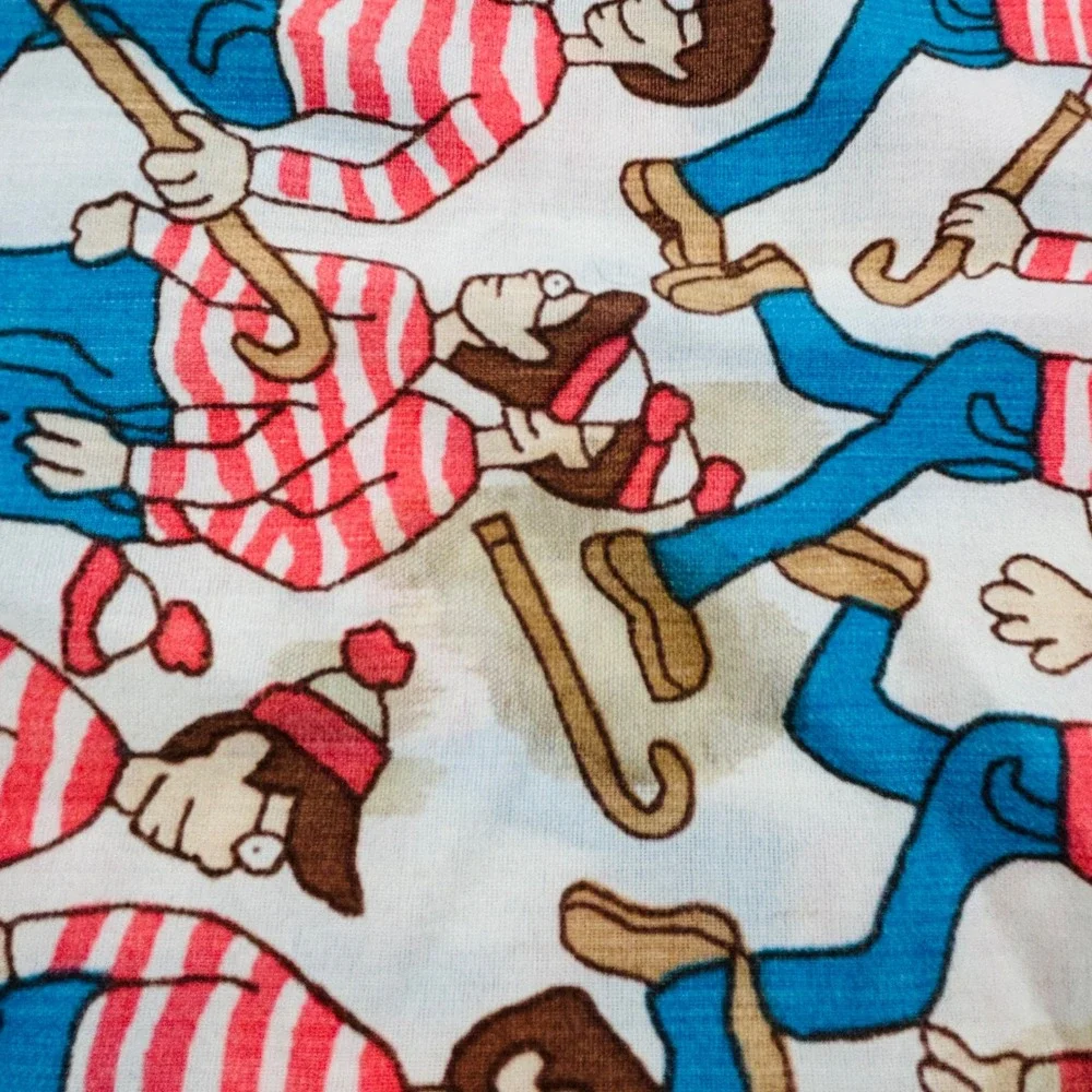 Vintage Where's Waldo Twin Flat Sheet Pillowcase Giant Dragon Springs 1990 Flaws